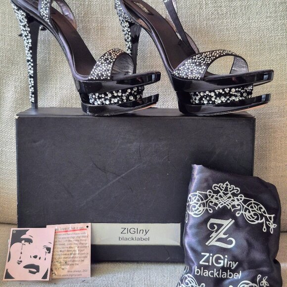 Zigi NY Black Label Crystal Platform Heels, Size 10 (41EU) - Picture 2 of 7